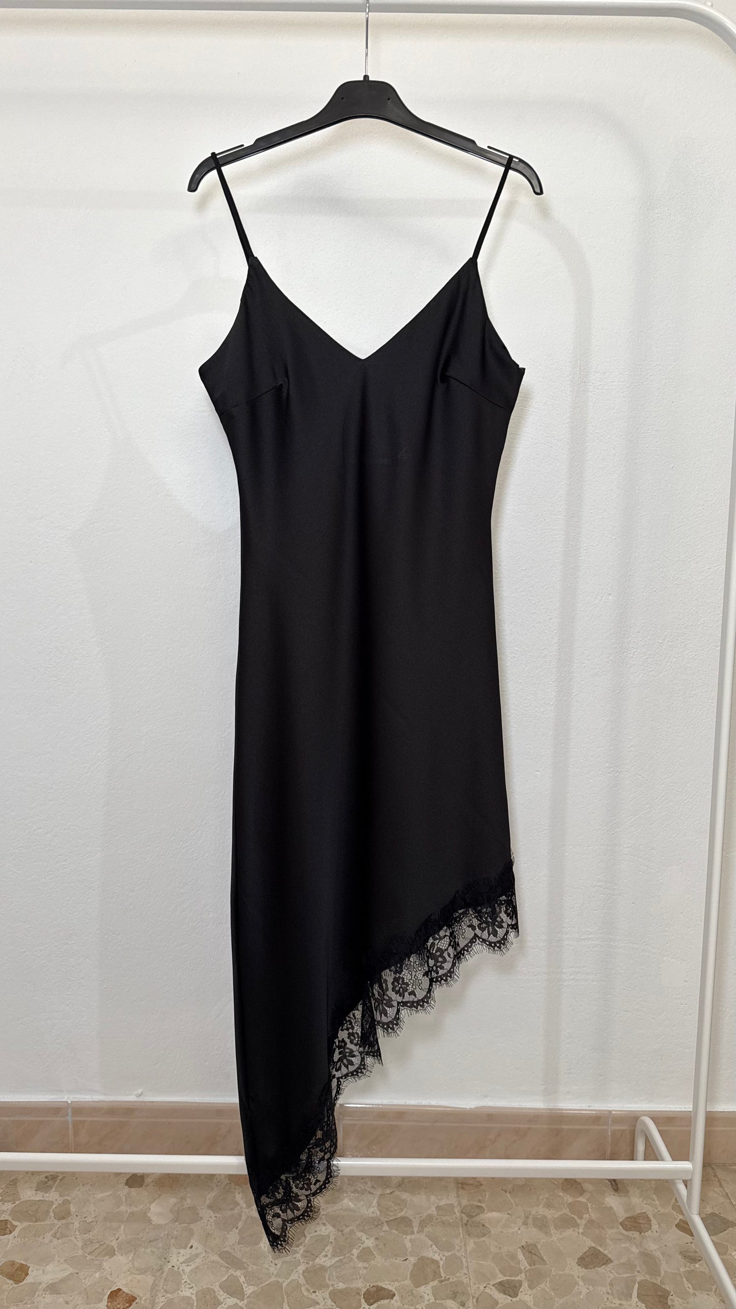 Vestido Satén Encaje